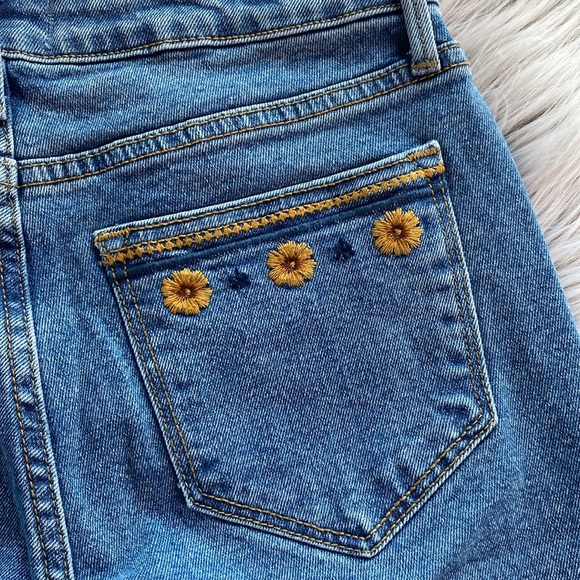 Driftwood x Free People Farrah Flare Slit Golden Gates Boho Embroidered Jeans 25 - Picture 7 of 13